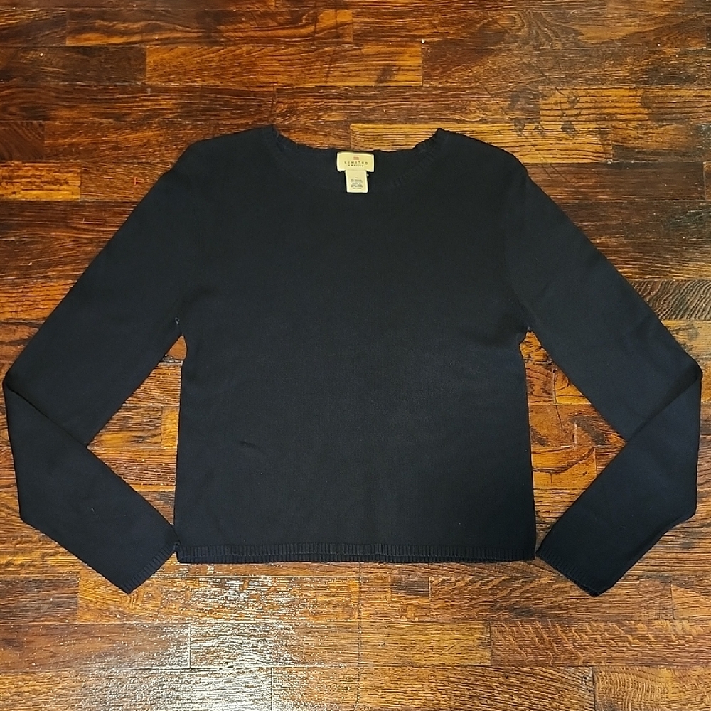 Vintage Limited America Rayon Blend Black Fitted Long Sleeve Lightweight Sweater